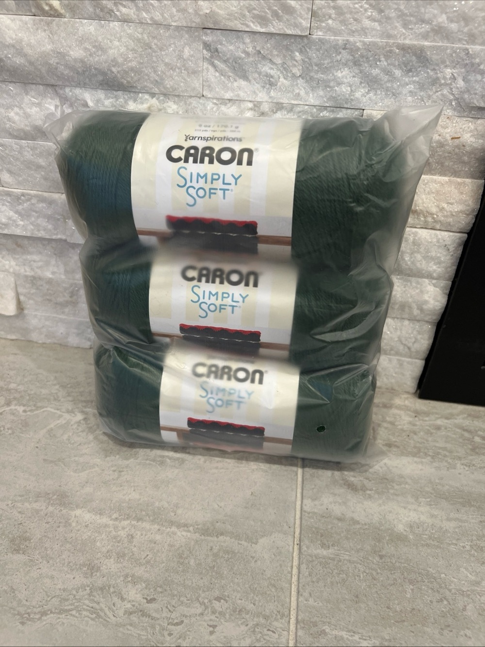 Caron Simply Soft Yarn Lot of 3 Dark Sage 9707 New Sealed